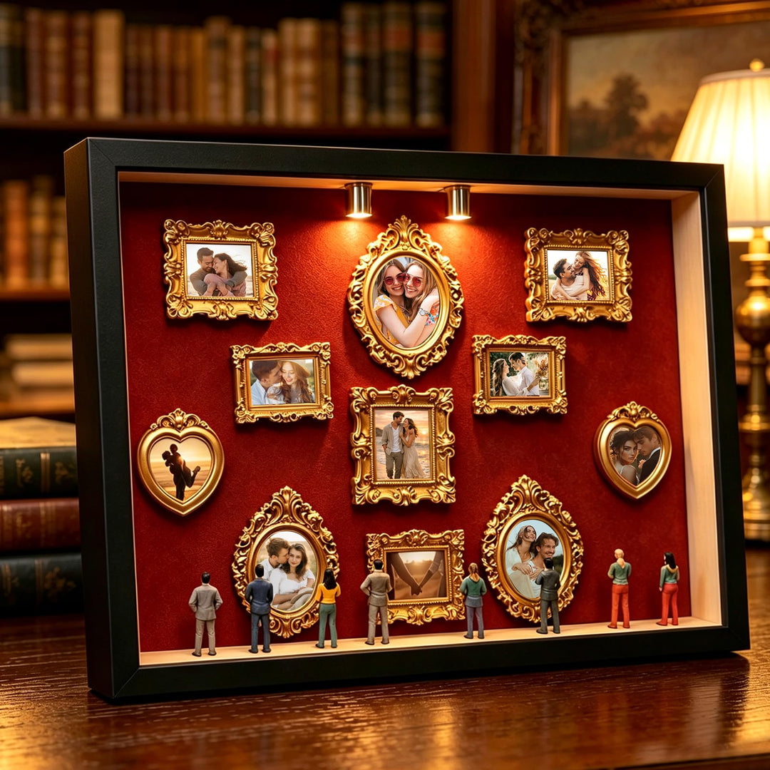 DIY Mini Museum Silhouette Box, Mini Museum Bilderrahmen Vintage,Miniatur Museum of Us mit LED, Schw