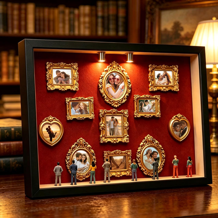 DIY Mini Museum Silhouette Box, Mini Museum Bilderrahmen Vintage,Miniatur Museum of Us mit LED, Schw