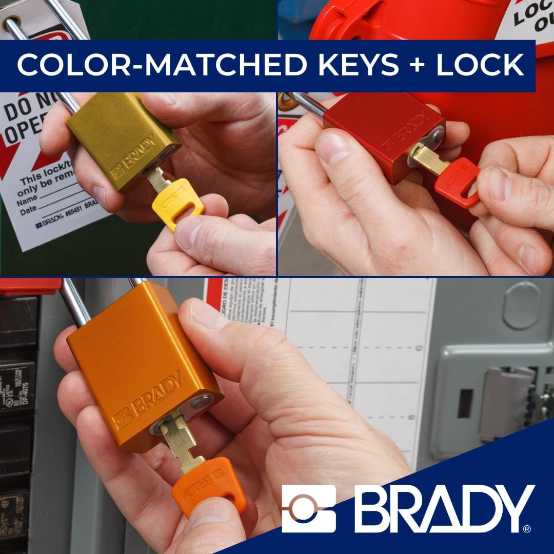 Brady SafeKey Vorhängeschloss Aluminium 1er-Pack - Lockout Schloss mit Schlüssel - Lockout Tagout Si