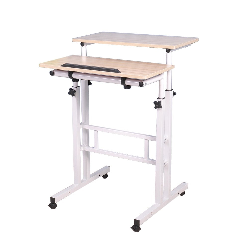 sogesfurniture höhenverstellbar Computertisch Laptoptisch mit Rollen, Mobiler Schreibtisch PC Tisch