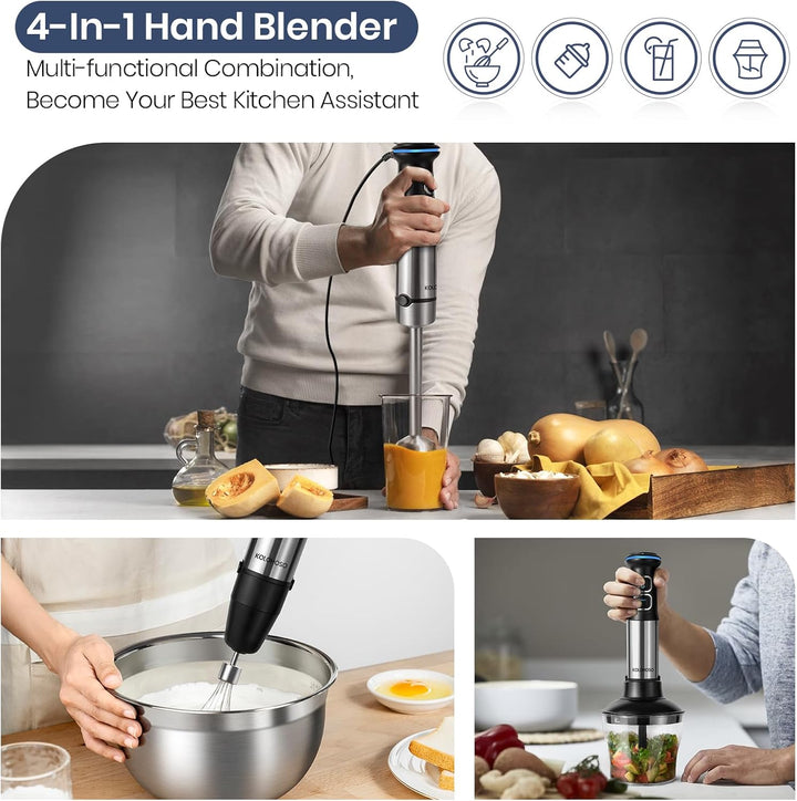 1500W Stabmixer, 4 in 1 Stabmixer Set Professioneller, Pürierstab mit 21 einstellbaren Geschwindigke