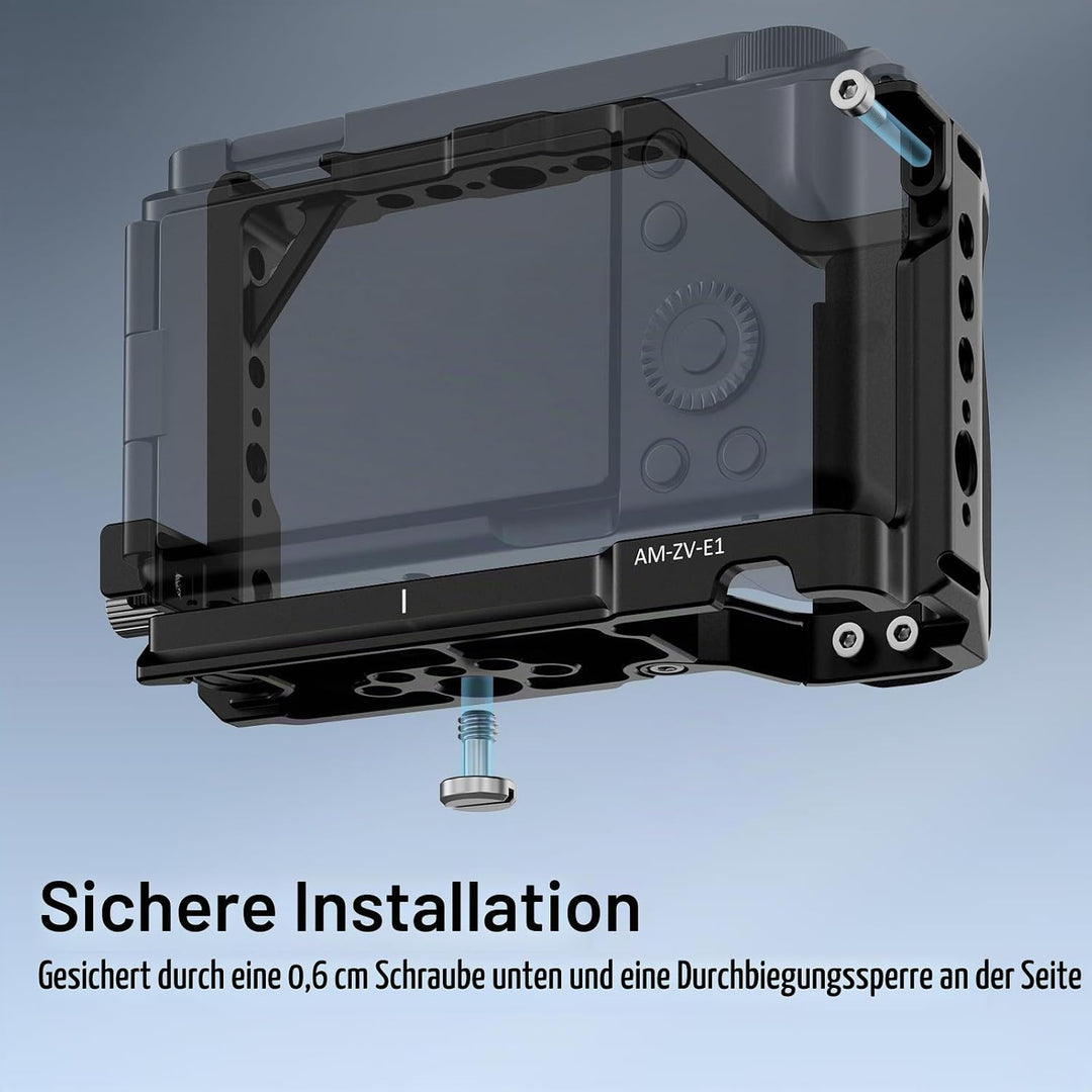 SIRUI ZV-E1 Kamerakäfig mit Silikongriff, Full Cage für Sony ZV-E1 mit HDMI-Kabelklemme, integrierte