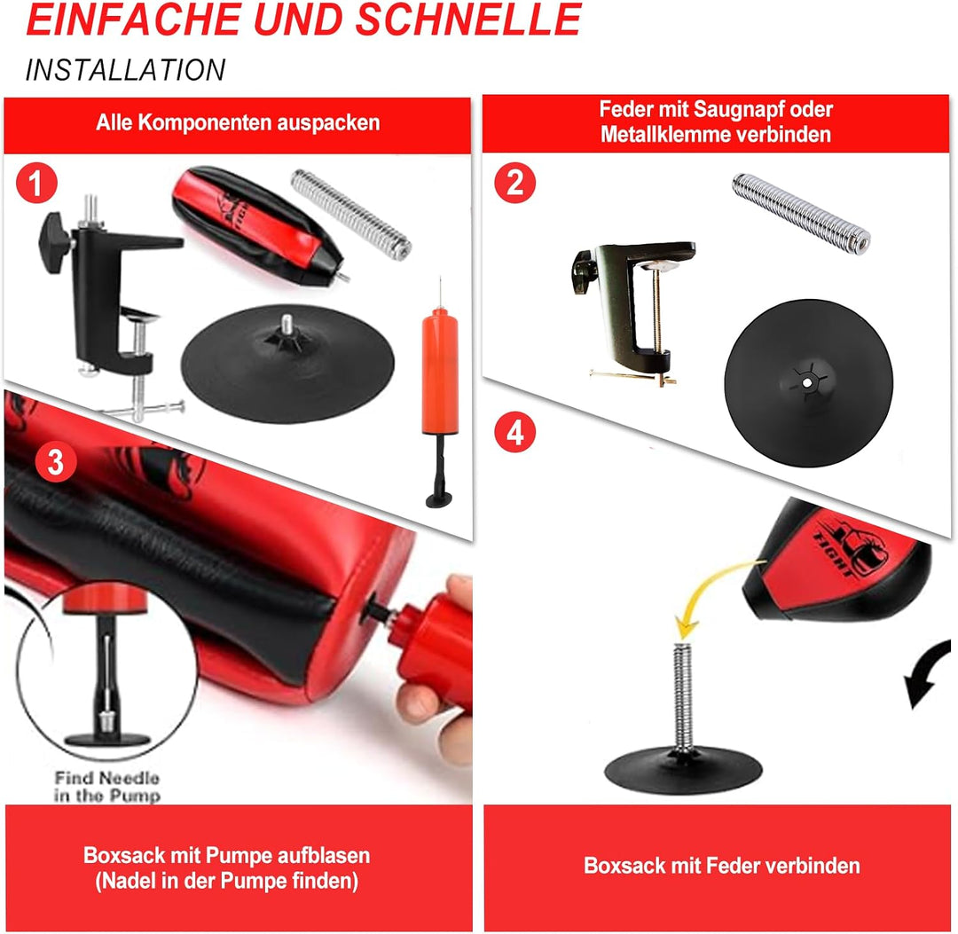 Boxsack für den Schreibtisch, Punchingball Tisch mit Superstarkem Saugnapf &amp; Tischklemme, Antistress