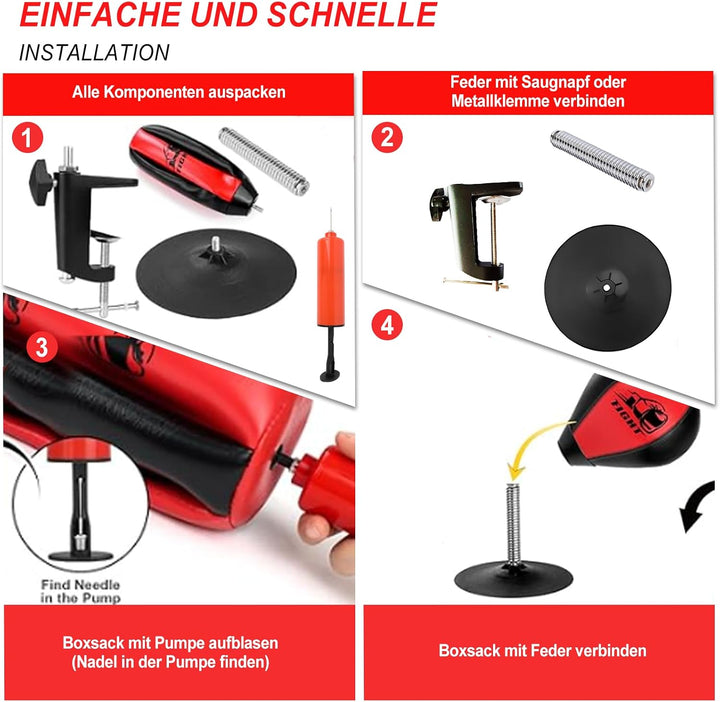 Boxsack für den Schreibtisch, Punchingball Tisch mit Superstarkem Saugnapf &amp; Tischklemme, Antistress