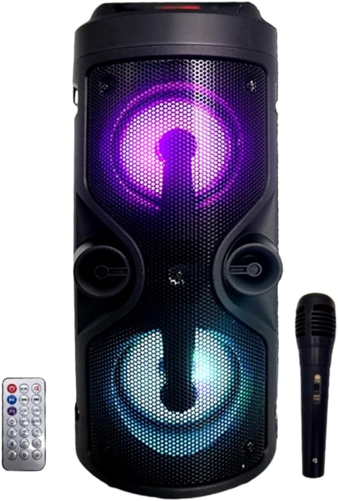 Bluetooth-Lautsprecher – tragbarer Lautsprecher mit Karaoke-Modus und Mikrofon, FM-Radio und USB- un