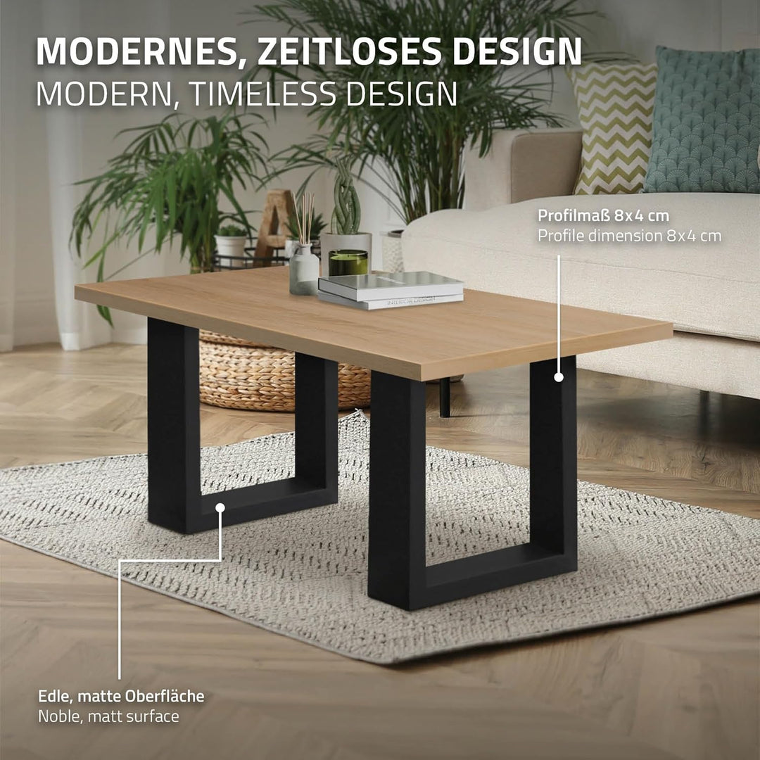 ECD Germany 2er Set Tischbeine 30x43 cm, Schwarz, Stahl pulverbeschichtet, Industriedesign, Vierkant