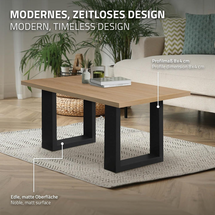 ECD Germany 2er Set Tischbeine 30x43 cm, Schwarz, Stahl pulverbeschichtet, Industriedesign, Vierkant