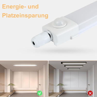 CBJKTX LED Feuchtraumleuchte 120CM mit Bewegungsmelder Deckenlampe - 36W Werkstattlampe IP65 Wasserf