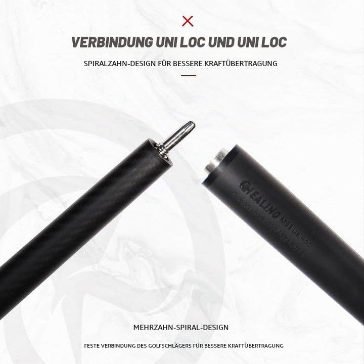 OKHEALING Carbon Fibre Billardqueue, 147cm, 12.4mm Kopf, für Amateur und Profi Billardspieler (mit H