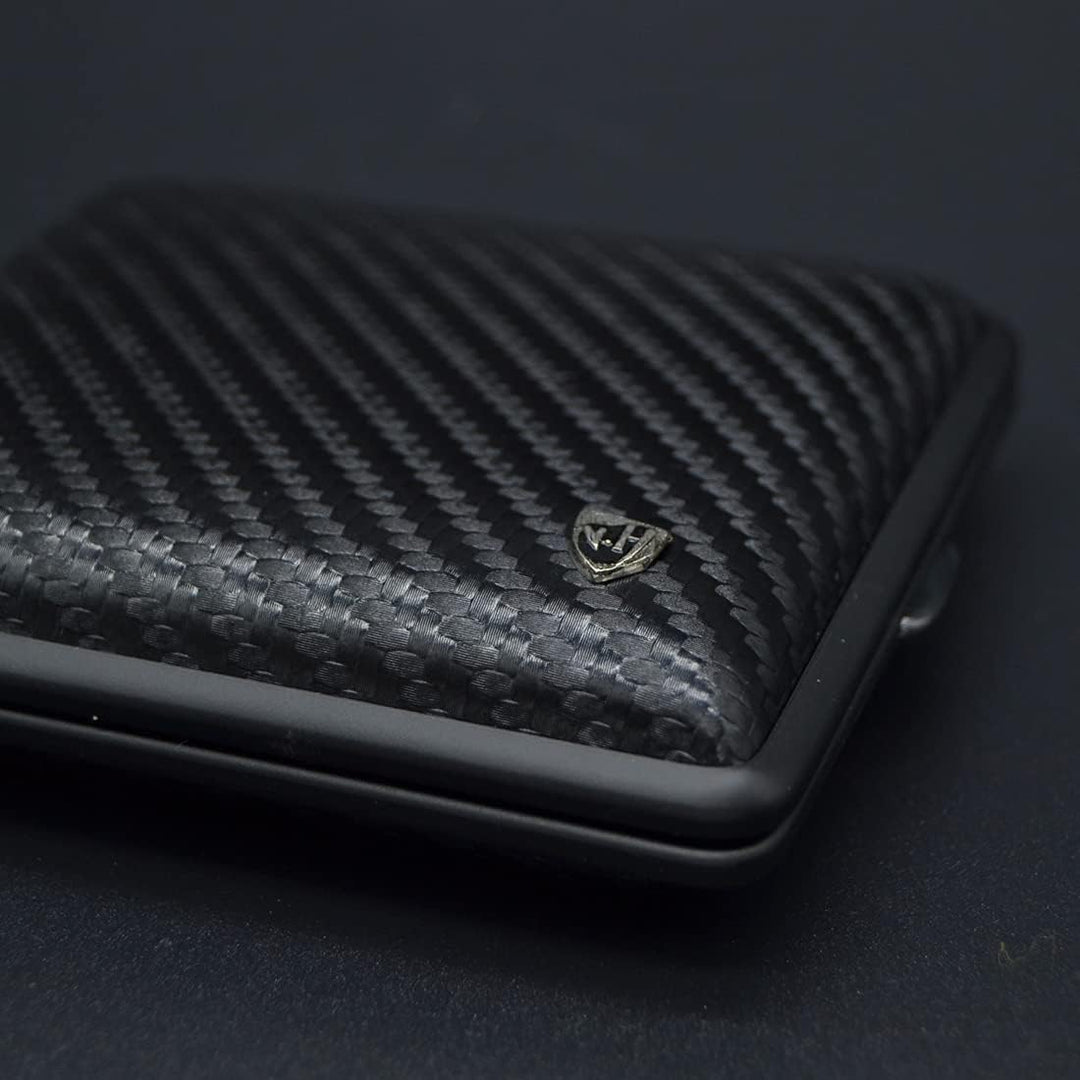 v.H 1912 VOM HOFE MANUFAKTUR Zigarettenetui Echtleder, Handmade in Germany, Carbon mit matt schwarze