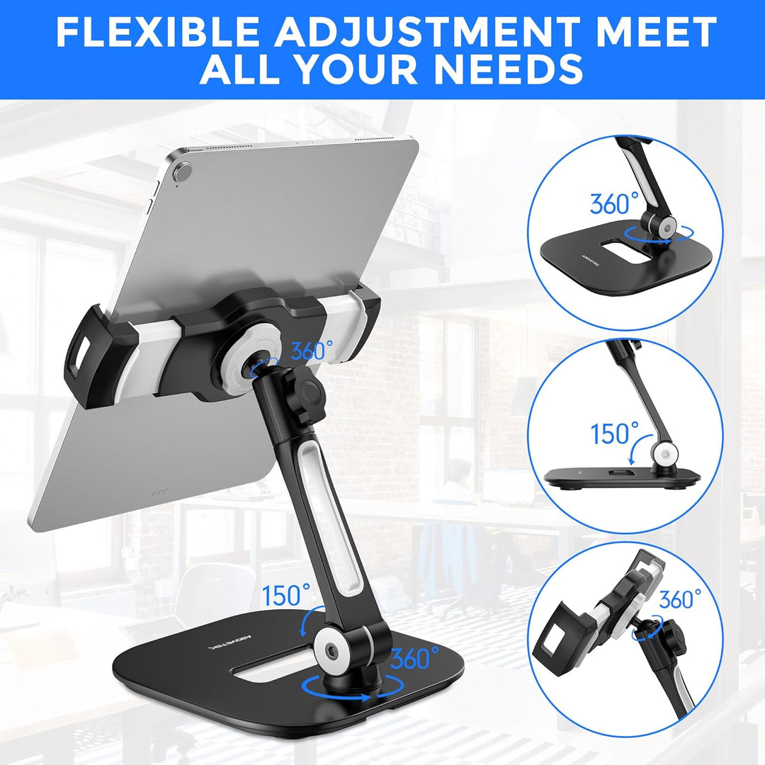 AboveTEK ipad Ständer Faltbar Tablet Ständer 4-11" Tablet Halter Schwarz 360°Swivel Halter Handy Stä