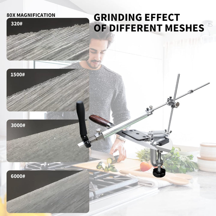Lehwoik Messerschärfer Profi, RX-008 Messerschärfsystem, 360° Flip Drehung mit Festem Winkel, Präzis