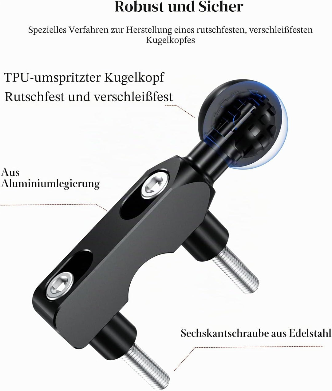 BRCOVAN Aluminiumlegierung Montieren Base mit 1 Zoll TPU Kugel für Motorrad Brems/Kupplungsbehälter,