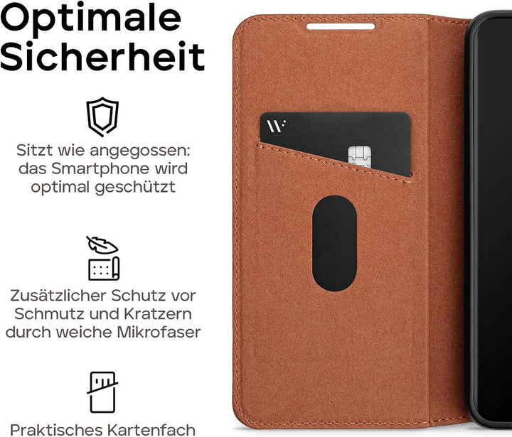 WIIUKA Hülle für Samsung Galaxy S22 Ultra, Premium Leder, mit Kartenfach, extra Dünn, Handyhülle mit