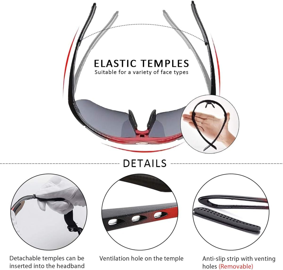 LumiSyne Sportbrille Polarisiert Herren und Damen Radsportbrillen mit 5 Wechselgläsern UV 400 Schutz