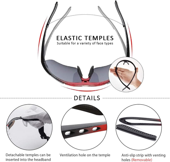 LumiSyne Sportbrille Polarisiert Herren und Damen Radsportbrillen mit 5 Wechselgläsern UV 400 Schutz