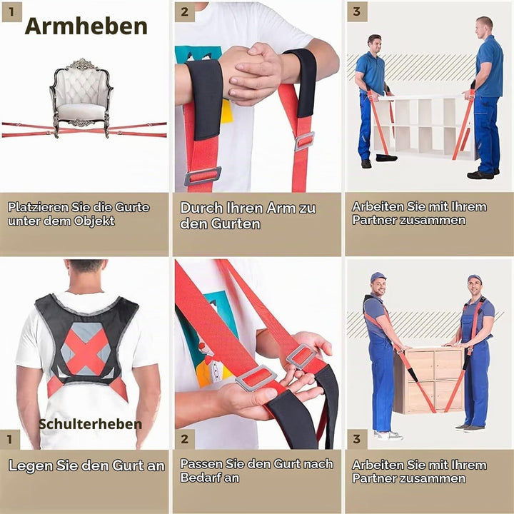 Tragegurte Umzug Kit Tragegurt für 2 Personen mit Schwamm-Weste, Multifunktionaler Hebegurt für Möbe