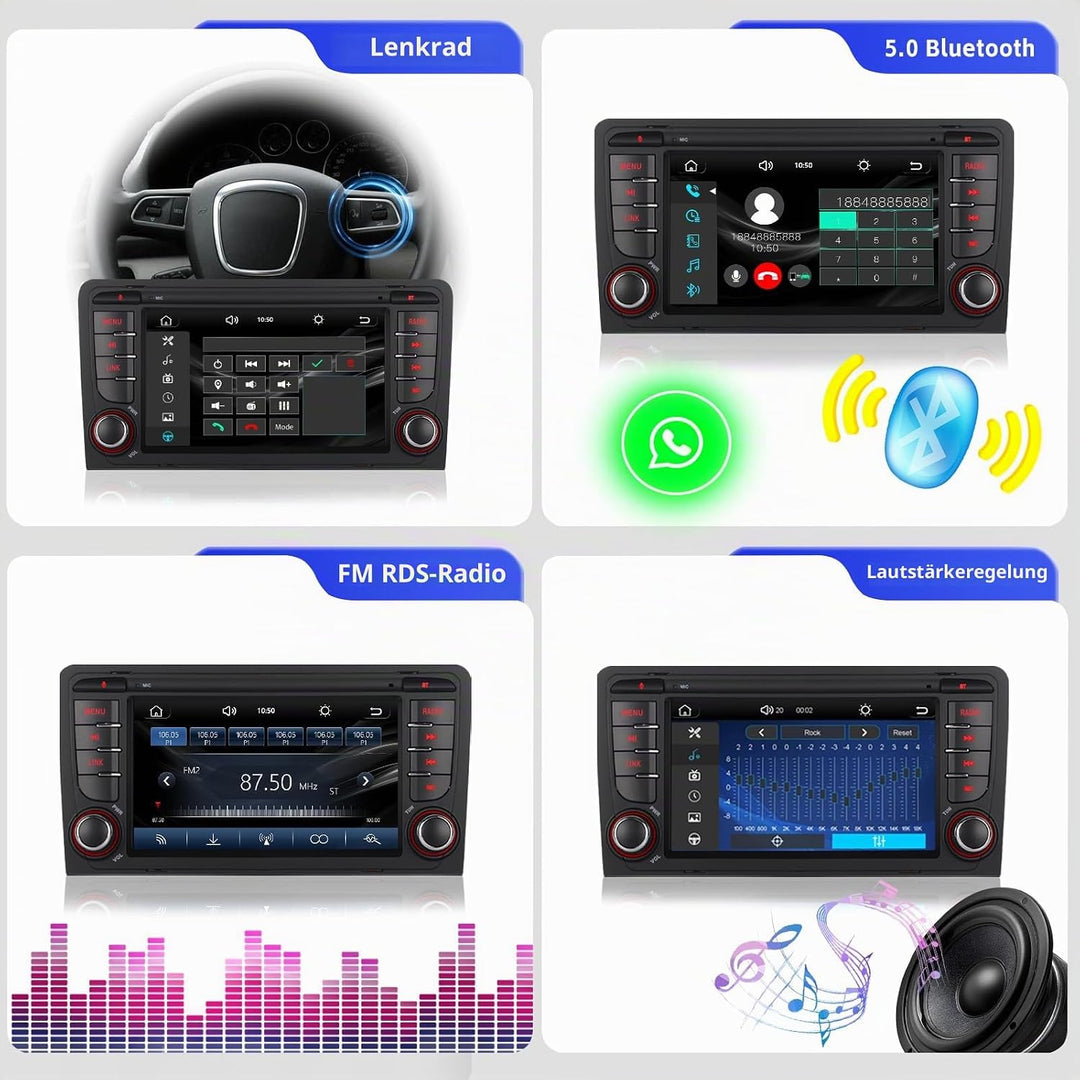 Autoradio kompatibles für Audi A3 S3 RS3 2003-2012 mit Wireless CarPlay und Android Auto,Car Radio m
