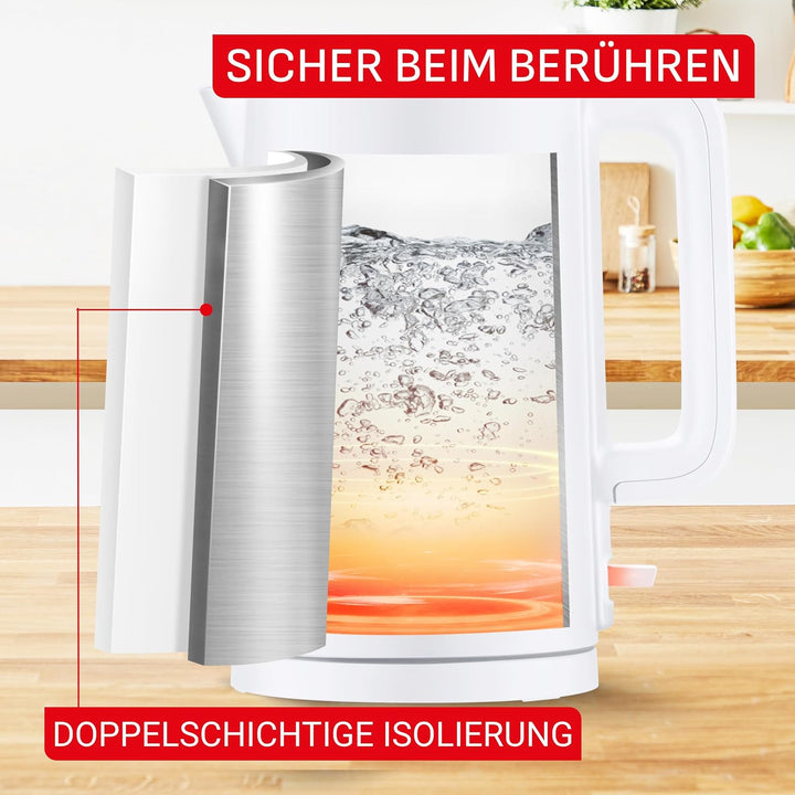 Tefal Thermo Protect, Elektrischer Wasserkocher, Kaltstart, Herausnehmbarer Antikalkfilter, 1500 W,
