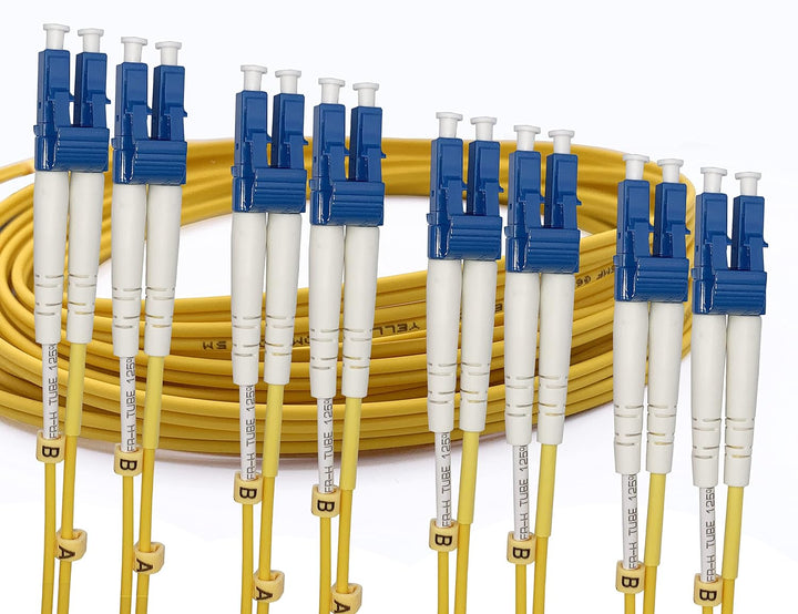 Elfcam® OS2 Glasfaserkabel LC/UPC auf LC/UPC, Duplex-Monomode, 9/125μm, LSZH (0,5 m, 4 Stück) 0,5m,