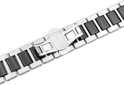 YISIWERA 38mm 40mm 41mm Armband Kompatibel für Apple Watch Schwarz Keramik Silber Metall Armband 49m