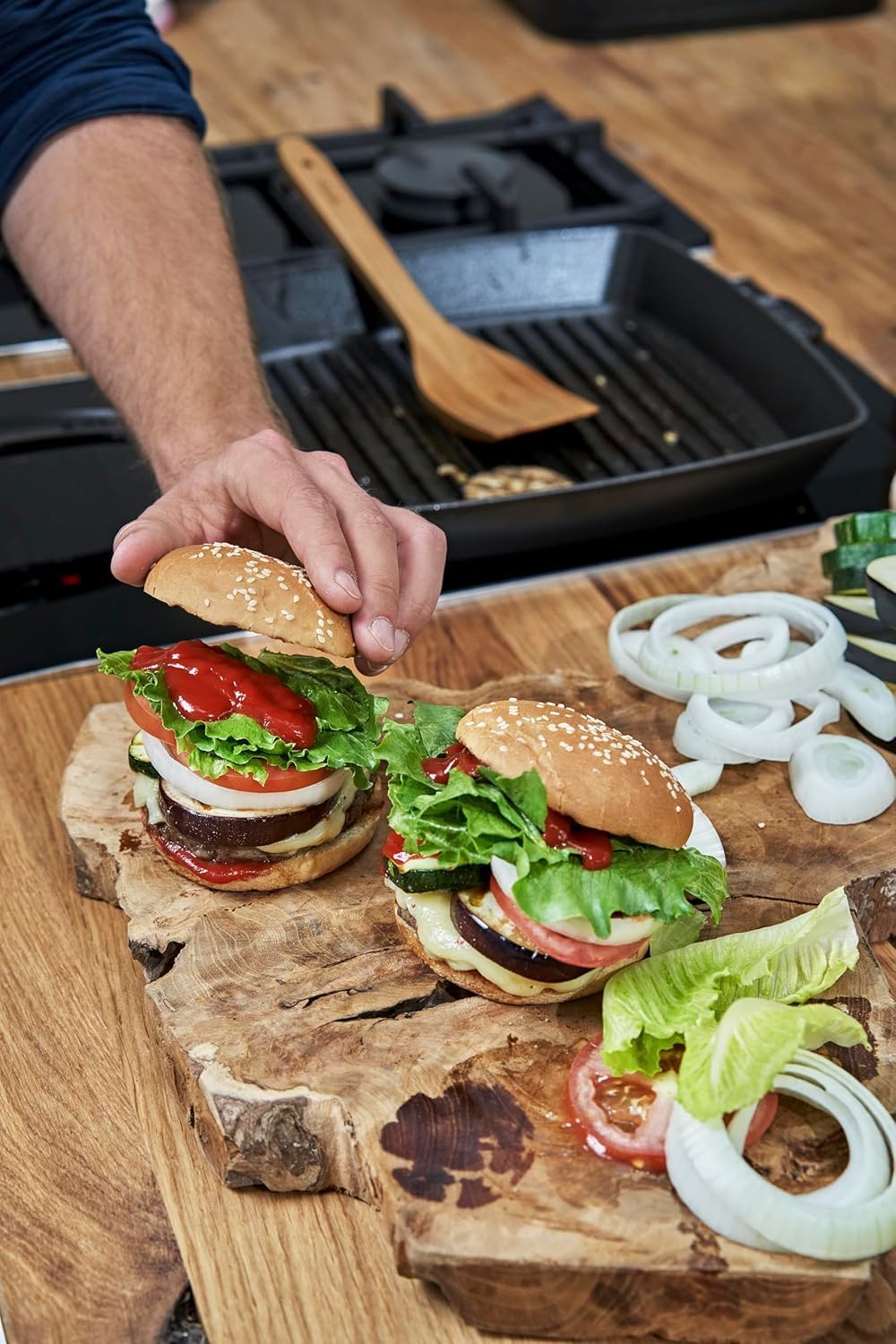 STAUB 1003305 Amerikanische Grillpfanne, Gusseisen, induktionsgeeignet, 26 cm, Schwarz Schwarz 26 cm