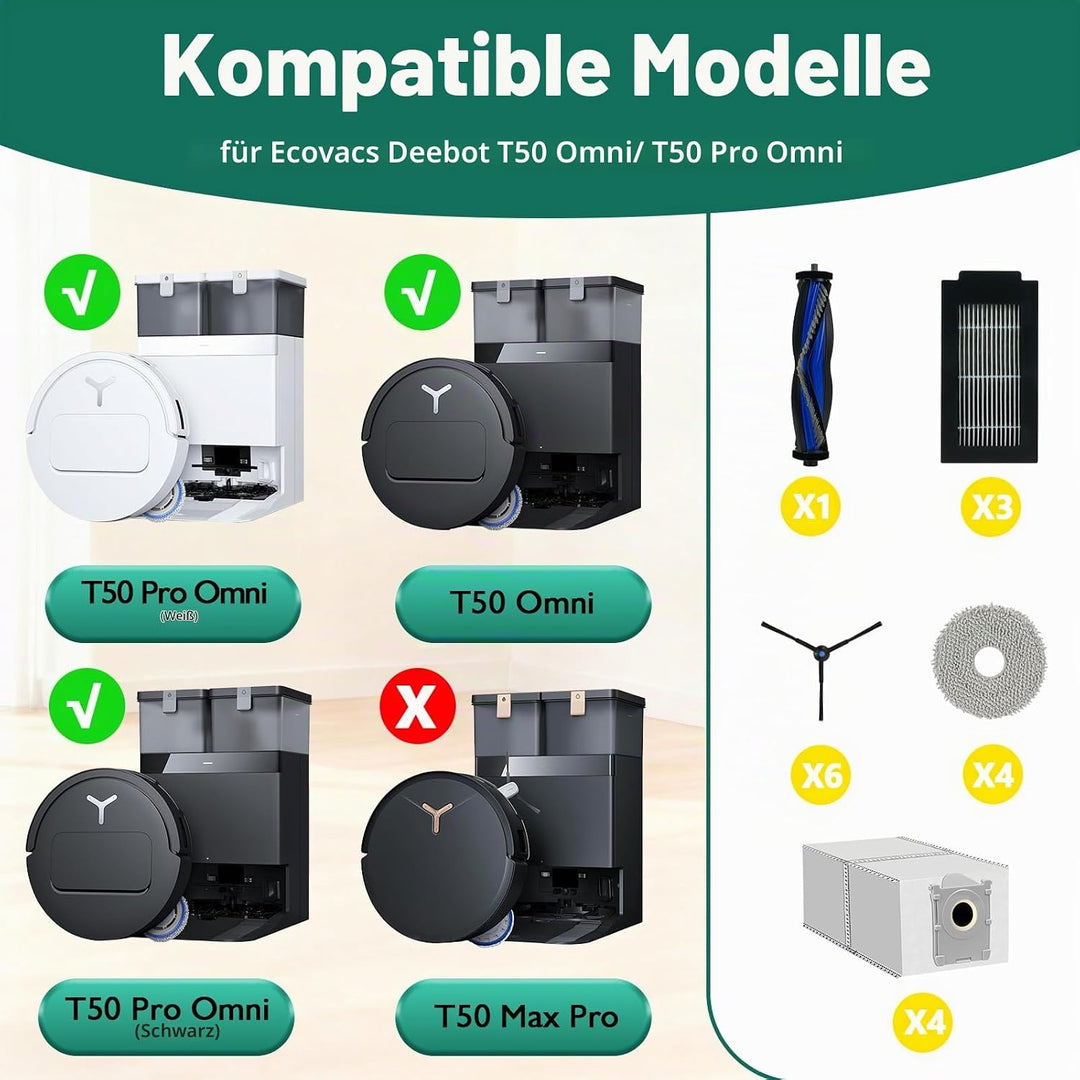 KGC 18 Stück Zubehörset für Ecovacs Deebot T50 Pro Omni, T50 Pro Omni Gen2, T50 Omni, T50 Omni Gen2