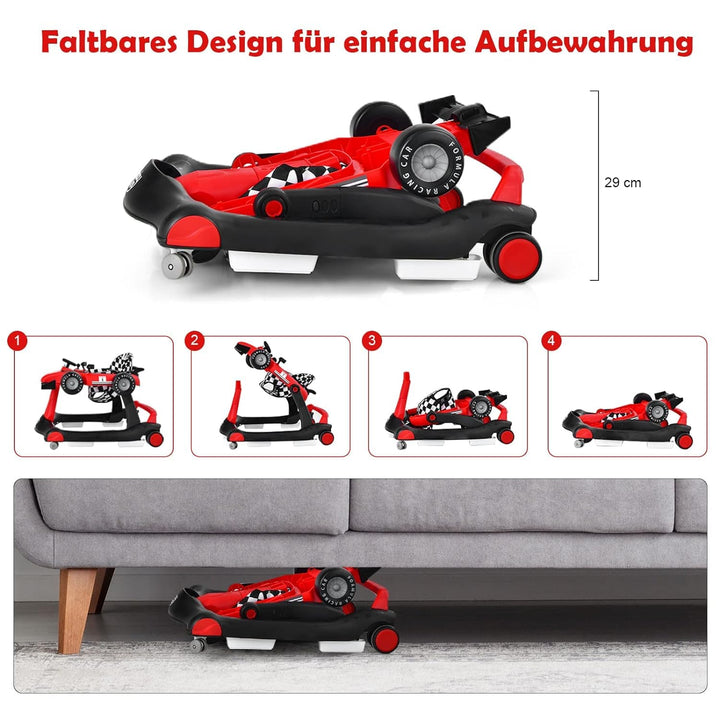 GOPLUS 4 in 1 Baby Lauflernhilfe, Lauflernwagen höhenverstellbar mit Licht &amp; Musik, Baby Walker Auto
