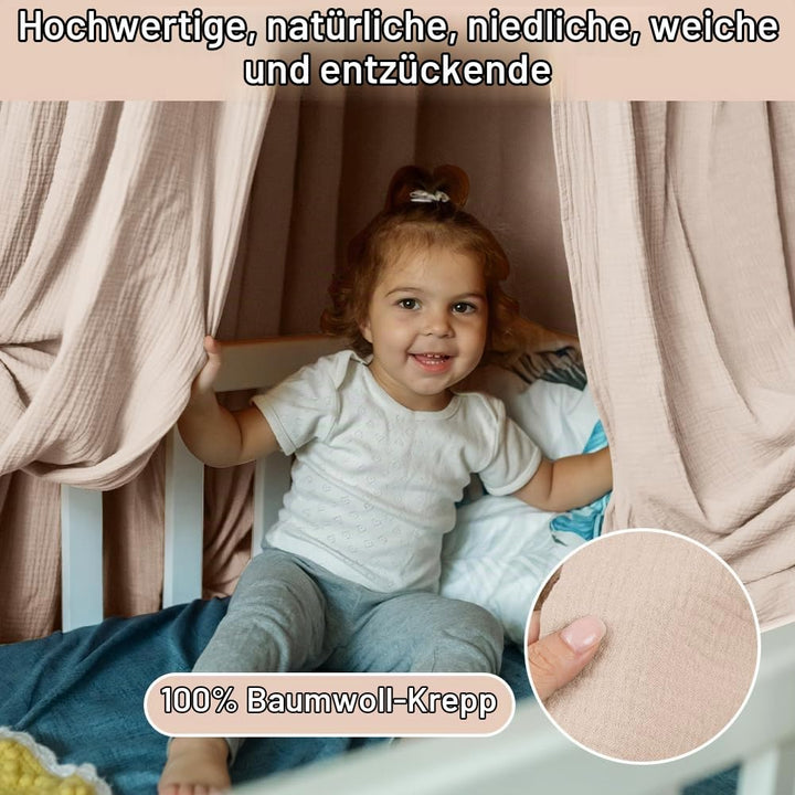 HOTUT Hausbett Himmel,2 Stück Betthimmel Babybett aus Musselin,Weich und atmungsaktiv Baldachin Kind