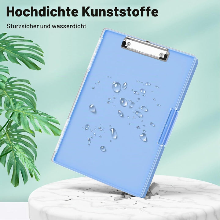 Piasoenc Klemmbrett mit Aufbewahrung, Klemmbretter mit 2 Aufbewahrungsboxen und A4-Papierordner, kla