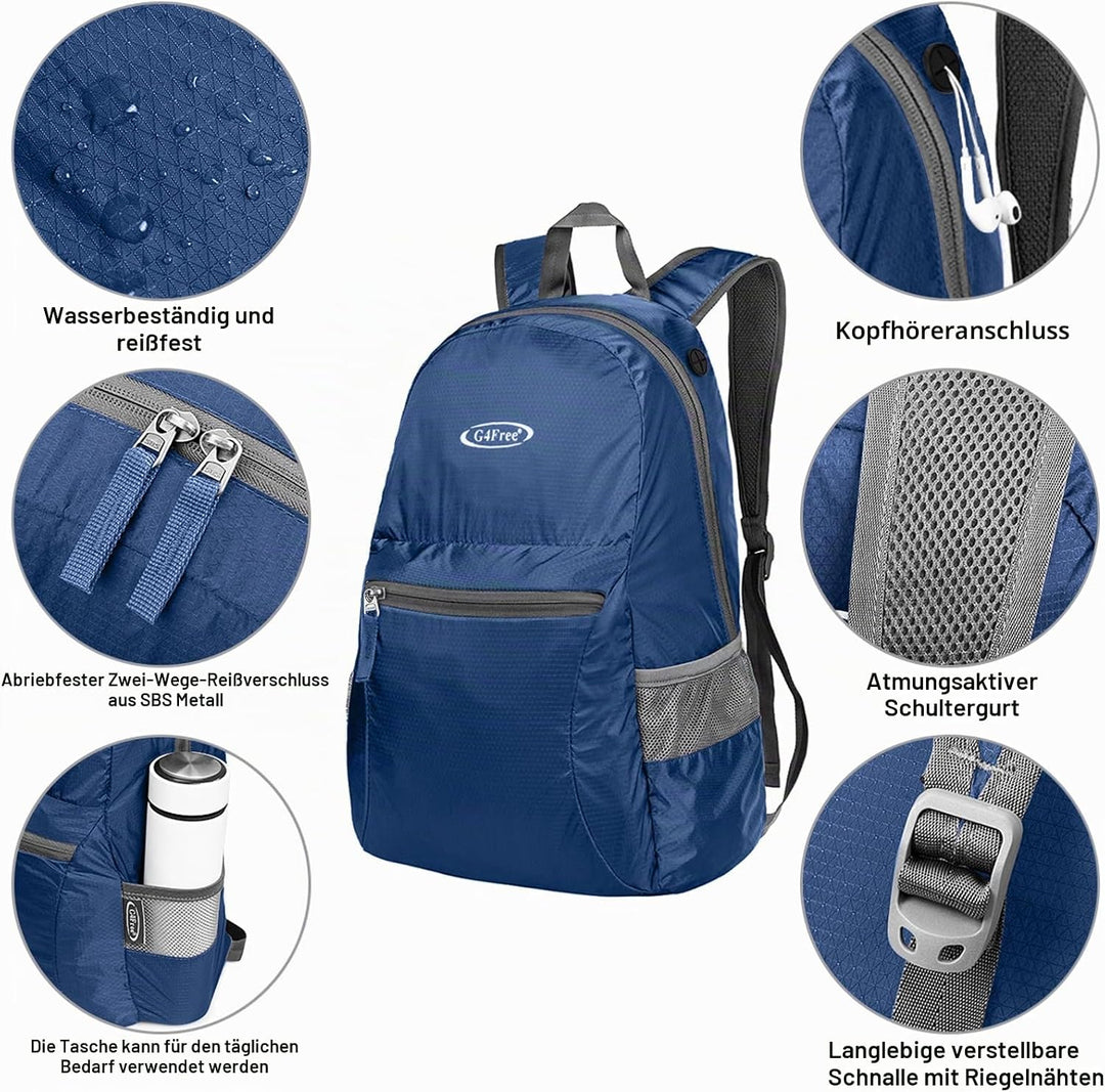 G4Free 20L Faltbarer Rucksack Ultraleichter Wanderrucksack Daypack für Männer Frauen und Kinder für