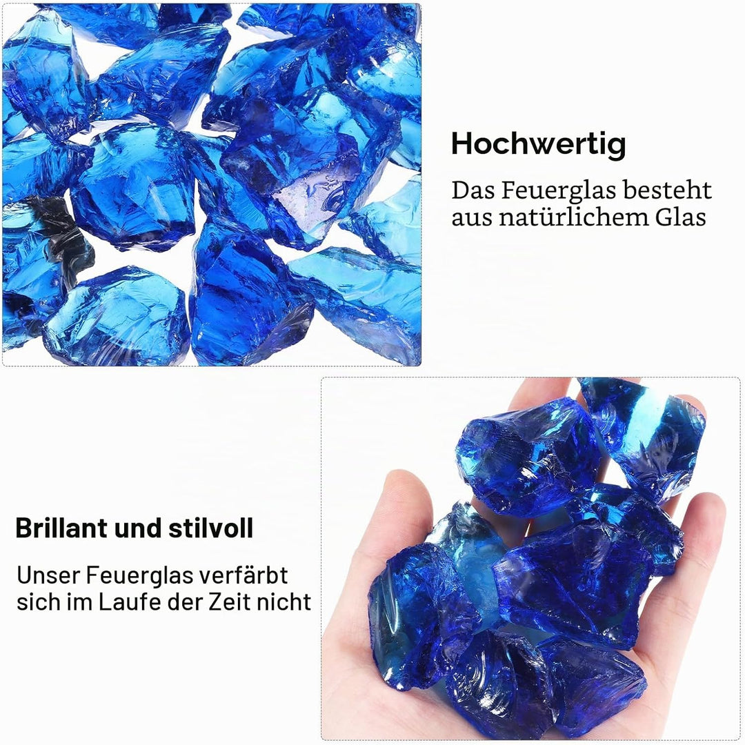 QUARKZMAN Feuerglas für Feuerstelle 2–3cm (1/9") Hochglänzende Reflektierende Glassteine für Natürli