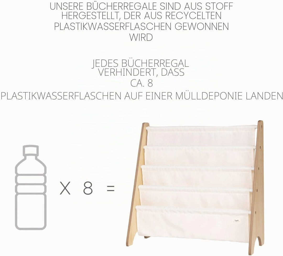 3 Sprouts Kinder Bücherregal aus Holz – Montessori Regal für Kinderzimmer - Hellgrau, Hellgrau