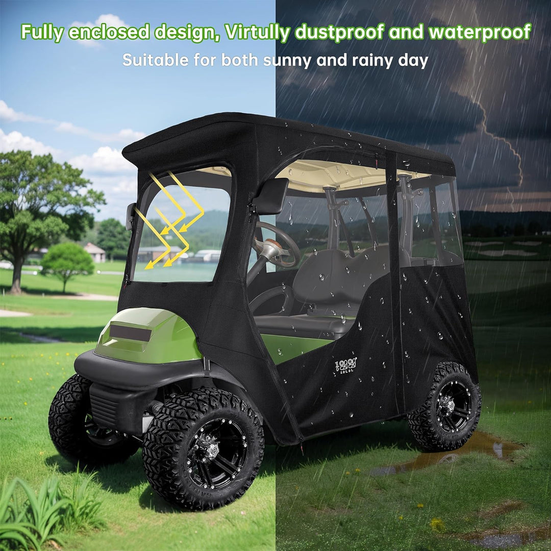 10L0L Golf Cart Deluxe Enclosure für 2 Passagiere Club Car Precedent & Temo,600D Winddicht Wasserdic