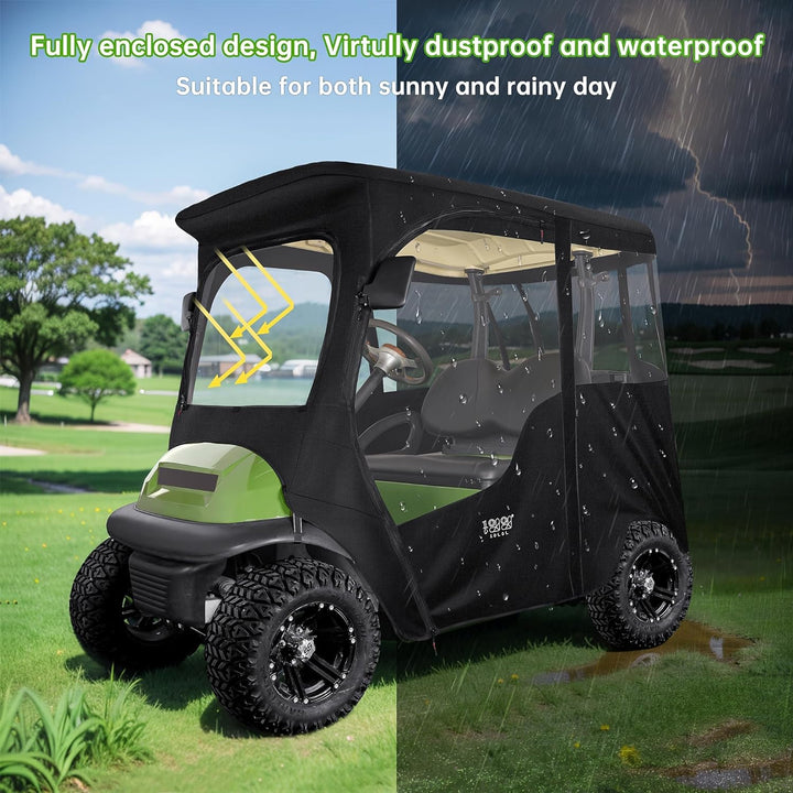 10L0L Golf Cart Deluxe Enclosure für 2 Passagiere Club Car Precedent & Temo,600D Winddicht Wasserdic