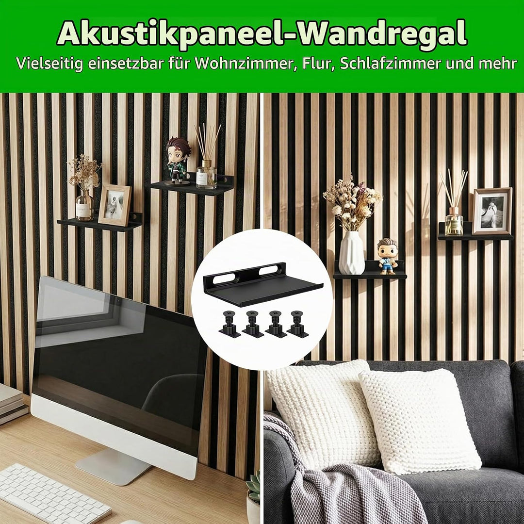 Hysagtek 2 Stück Regal für Akustikpaneel - Zubehör Akustikpaneele Ohne Bohren mit 8 Schrauben, Schwa