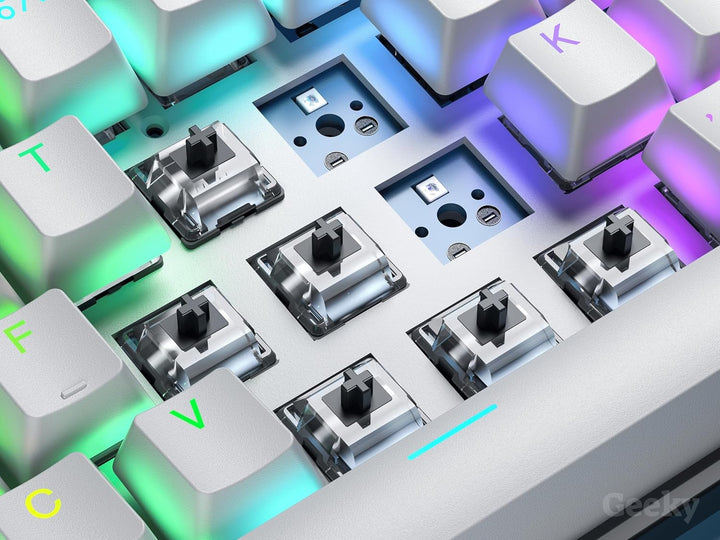 Geeky GK61 60% | Hot Swappable Mechanische Gaming-Tastatur | 61 Tasten Multi Color RGB LED Hintergru