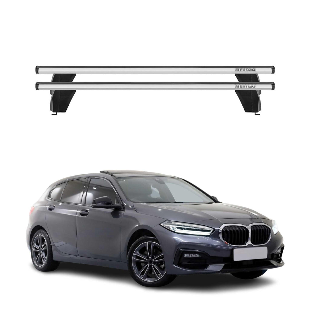 Menabo Dachträger Grundträger kompatibel mit BMW 1er F40 2019-2023 Alu Silber TÜV, Silber