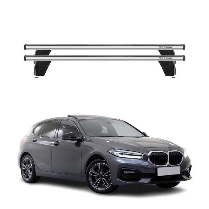Menabo Dachträger Grundträger kompatibel mit BMW 1er F40 2019-2023 Alu Silber TÜV, Silber