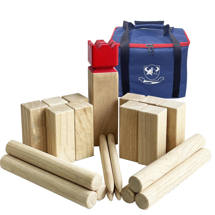 Kubb Spiel im Freien | Wurfspiel mit Tragetasche | Kegelspiel | Gummi Holz Garten Rasen Spiele | Wur