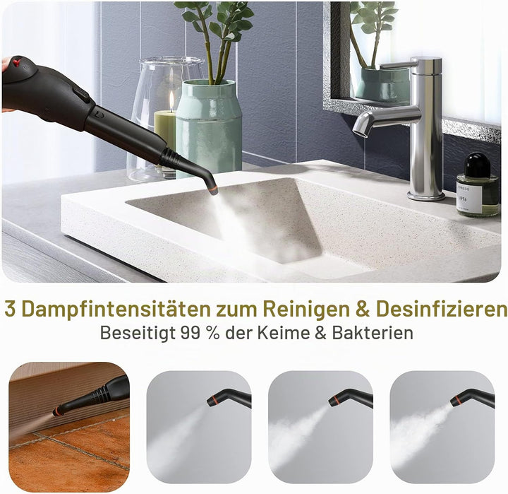RELAX4LIFE Dampfreiniger 2000W, Bodendampfreiniger mit 19 Zubehör/ 4 Bar/Tank 1,5 L/Dampfzeit bis 45