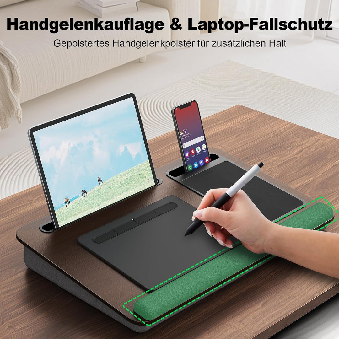 PUTORSEN Laptopkissen für Bett mit Kissen, Laptop Ständer Mausunterlage Passen bis zu 17,3 Zoll Note