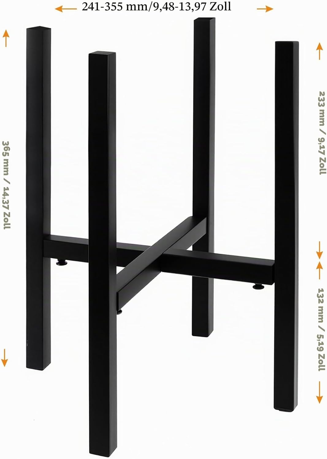 Schwarz Blumenständer Metall Verstellbar, 36cm Hoch Pflanzenständer aus Eisen, Blumenhocker Verstell