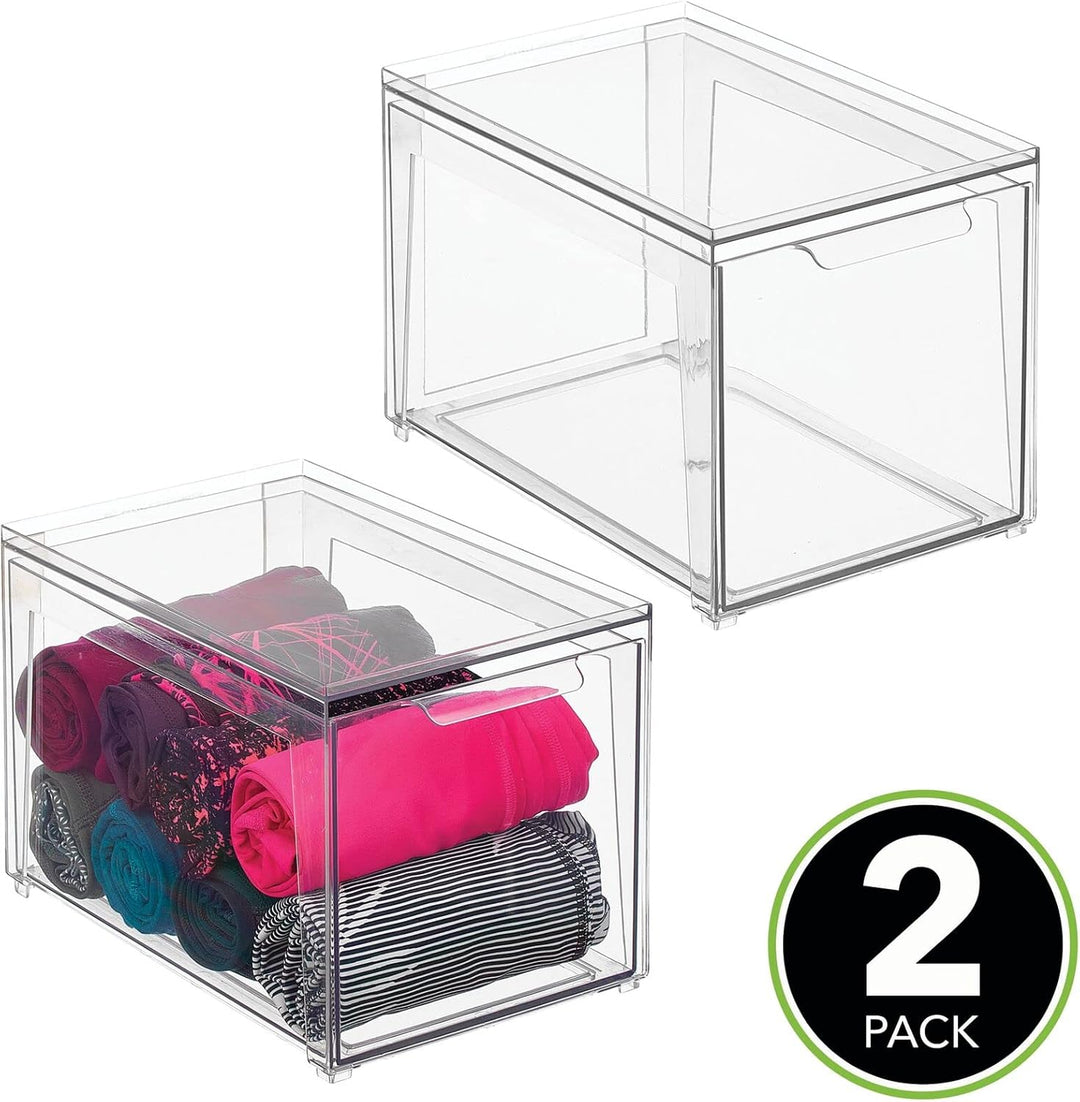 mDesign Aufbewahrungsbox mit Schublade – flache Schubladenbox aus Kunststoff zur Schuhaufbewahrung –