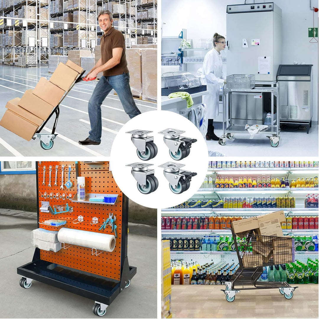 4 Stück Doppelrollen Lenkrollen mit Bremse 50mm Transportrollen Möbelrollen mit bremse bis 400kg Str