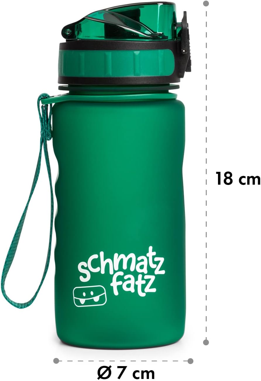 schmatzfatz Trinkflasche Kinder Auslaufsicher - 350ml, Grün - Trinkflasche Kohlensäure geeignet, Was
