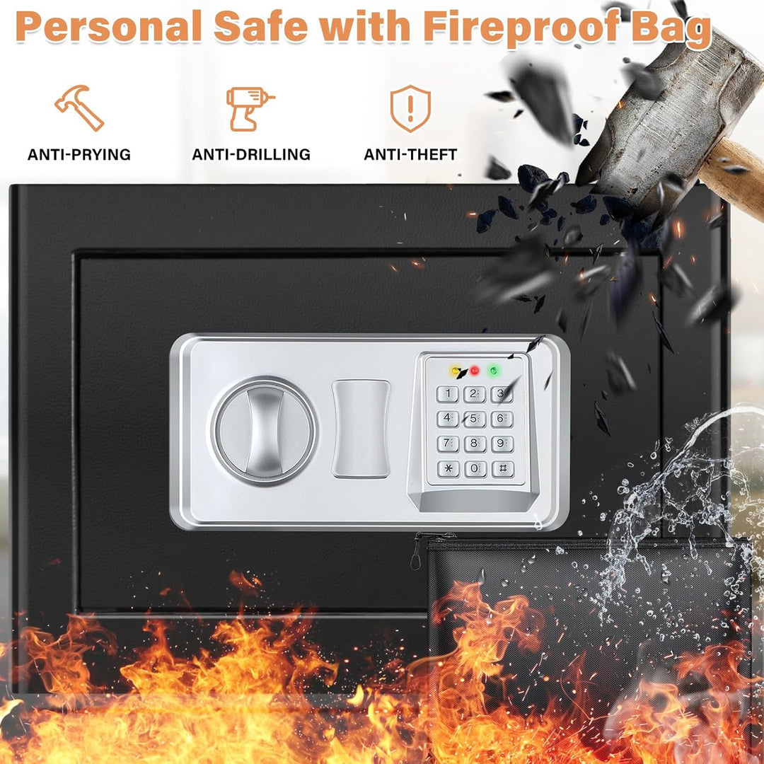 25L Safe Tresor Feuerfest mit Feuerfester Wasserdichter Geldtasche, Digitaler Tresor Klein mit Herau