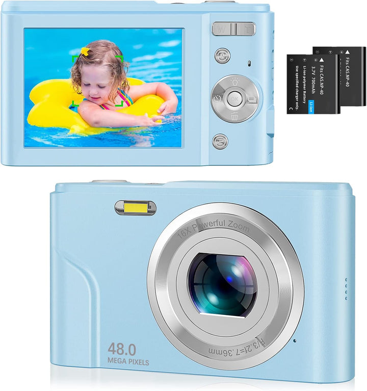 Digitalkamera Autofokus mit 32GB Karte 1080P 48MP Fotokamera Kompaktkamera Bildstabilisierung 16X Di