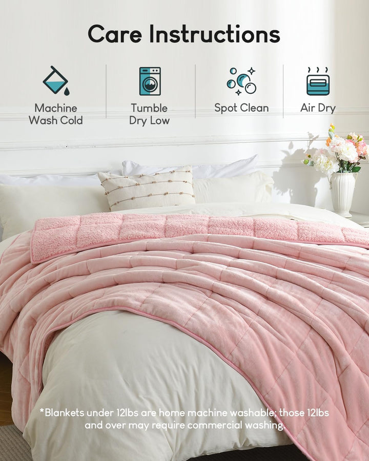 Cottonblue Sherpa-Fleece-Gewichtsdecke, 120 cm x 180 cm, 7 kg, für Doppelbett, Plüsch-Bettdecke für