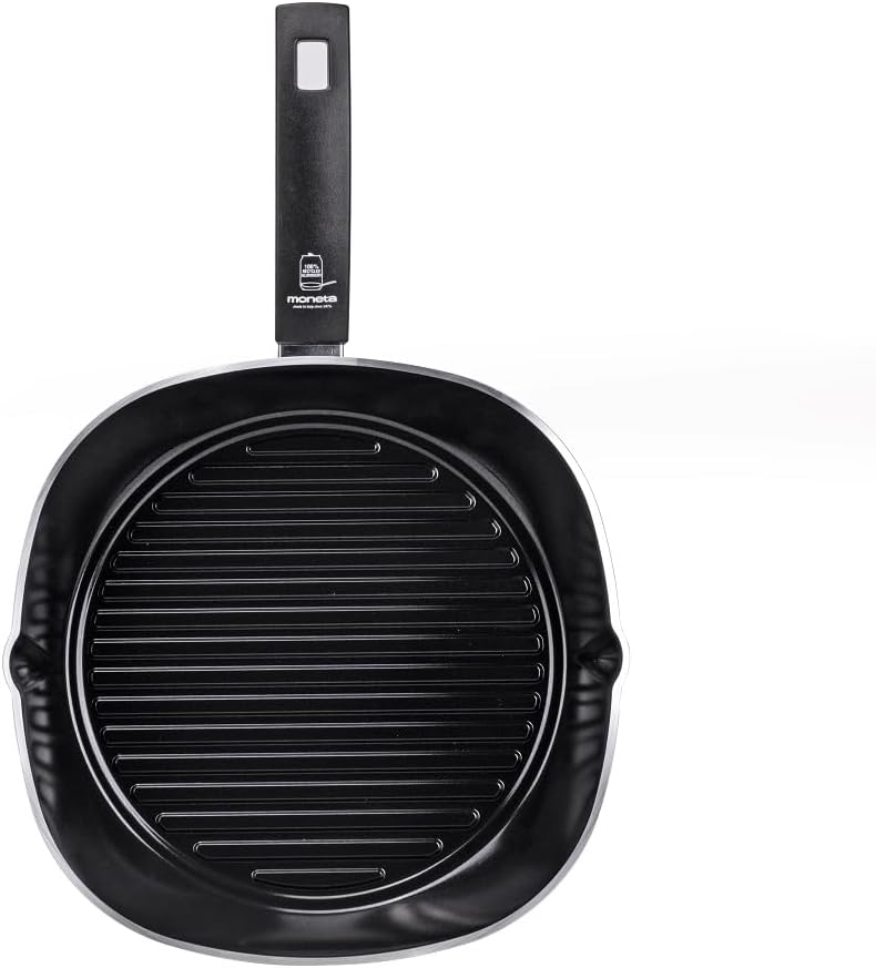 Moneta Innova Grillpfanne 28 x 28 cm, natürliche FineGres Beschichtung (kein PFAS), auch für Indukti